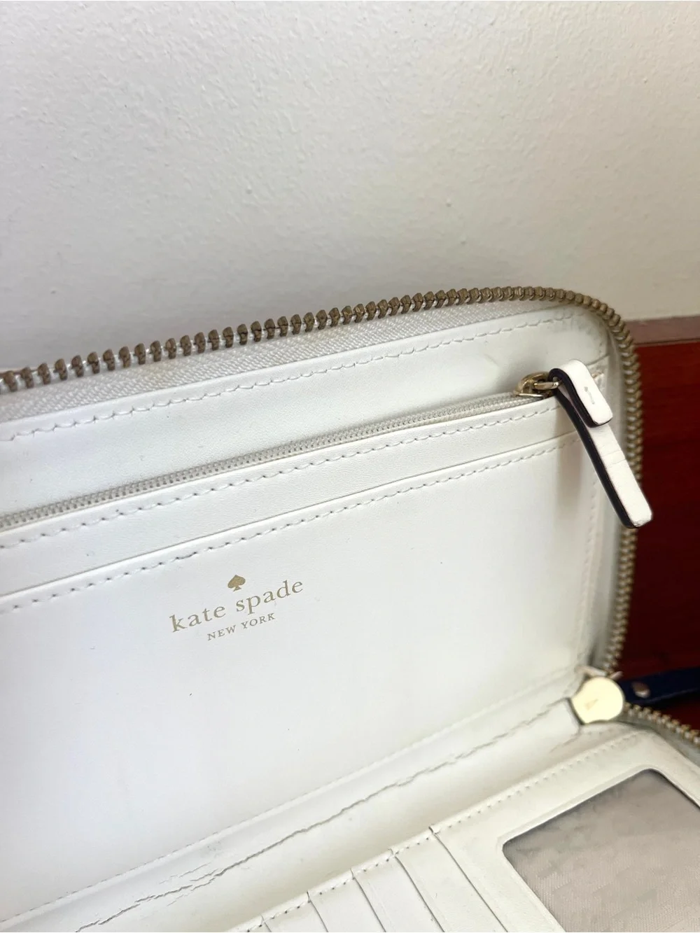 KATE SPADE Wallet Women’s Blue White Leather Vintage